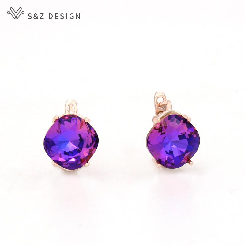 Модные серьги-капли цвета розового золота с квадратными кристаллами для женщин и девочек, повседневные аксессуары, ювелирные изделия, темперамент, подарок