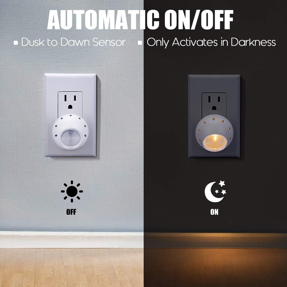Emotionlite Plug-in LED Night Light Dusk to Dawn Sensor Warm White 6 Pack