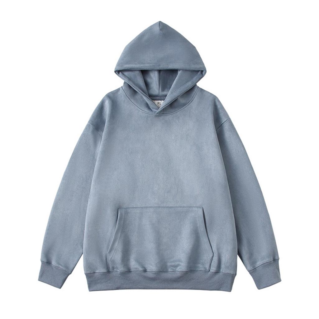 Осенний мужской замшевый гладкий свитер с капюшоном, новый большой базовый размер