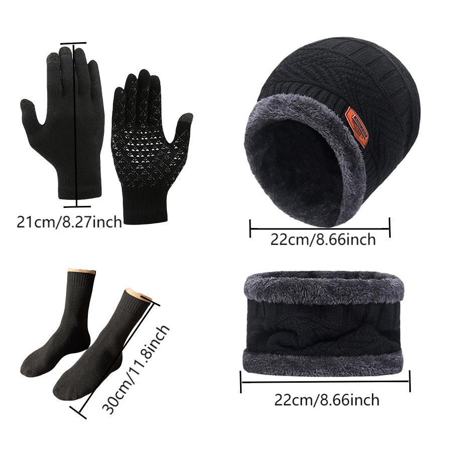 Knitted Woolen Winter Hat, Scarf & Touchscreen Gloves Set
