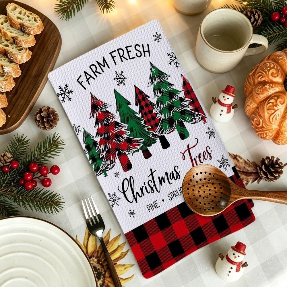 Santa Claus Xmas Hand Towels Reindeer Dish Towels Christmas Decorations Cleaning Cloth  Winter Home