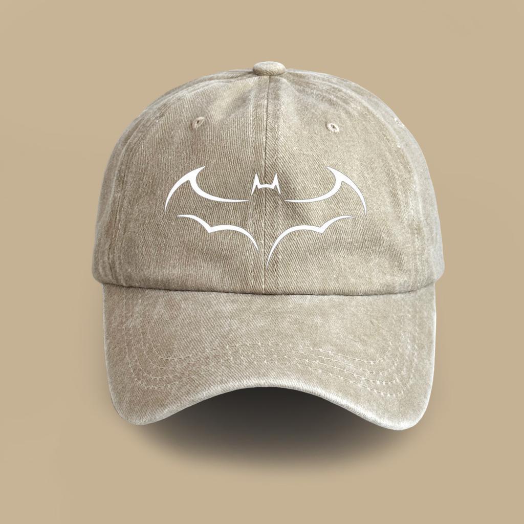 Retro washed soft top hat trendy bat pattern casual cap spring and summer outdoor versatile travel baseball cap