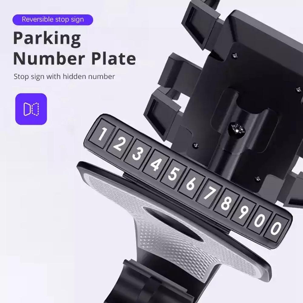 Автомобильный держатель для телефона на приборную панель, вращающийся на 360 градусов, регулируемый, GPS-автомобильный держатель-клипса с табличкой для номера телефона для парковки