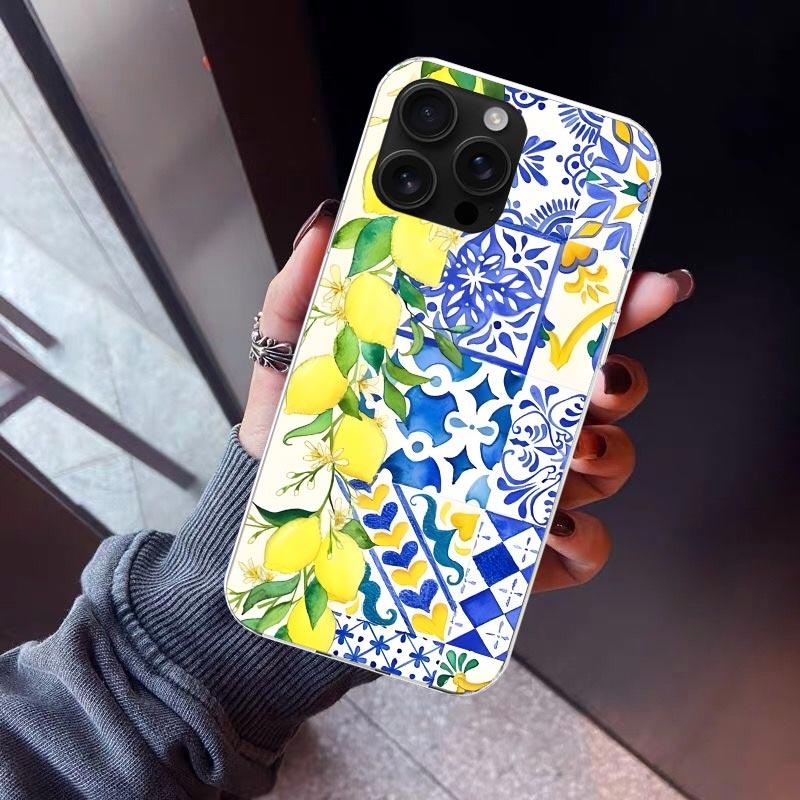 Средиземноморский Лимон Чехол для Телефона Для iPhone 17 Air 16 15 Pro Max 14 Plus 13 Mini 12 11 Чехол 7 8 SE Силиконовый Чехол Печать Fundas 17