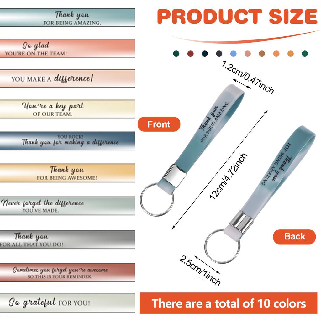 30 шт. Брелок «Спасибо» оптом Подарок сотруднику для поощрения Мотивационный силиконовый брелок Брелки с вдохновляющей цитатой Персонал App