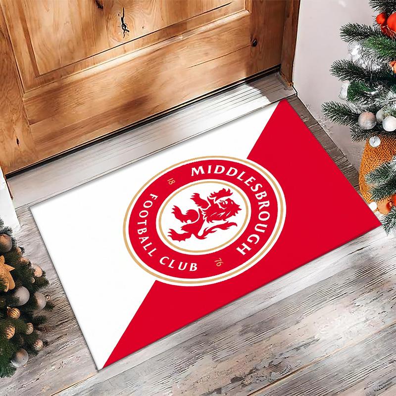 Middlesbrough FC Soccer Football Pattern Soft Area Rug Non Slip Indoor Floor Carpet Sports Decor Mat for Bedroom