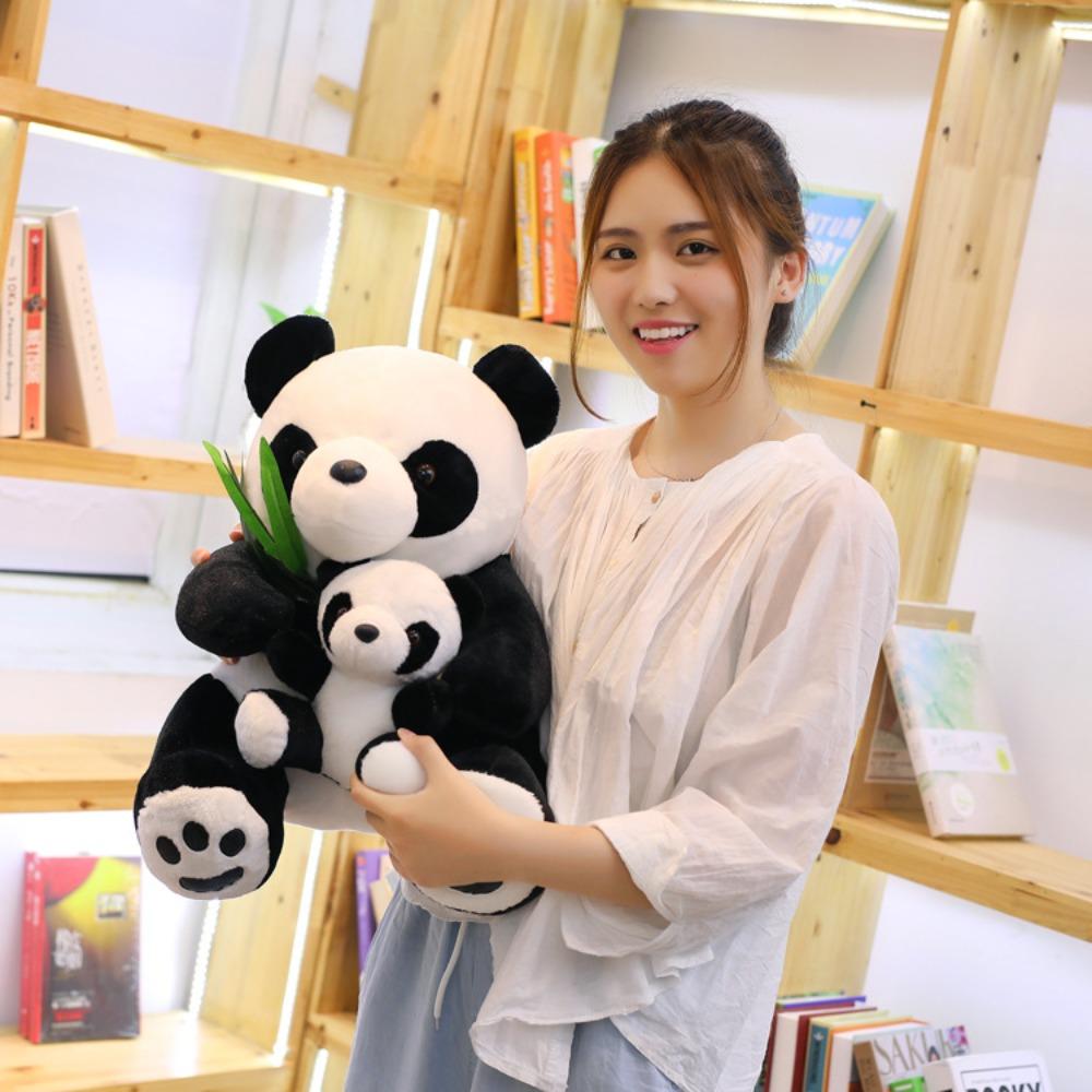 Plush toy cute lying down bamboo leaf panda doll pendant car birthday gift doll gift