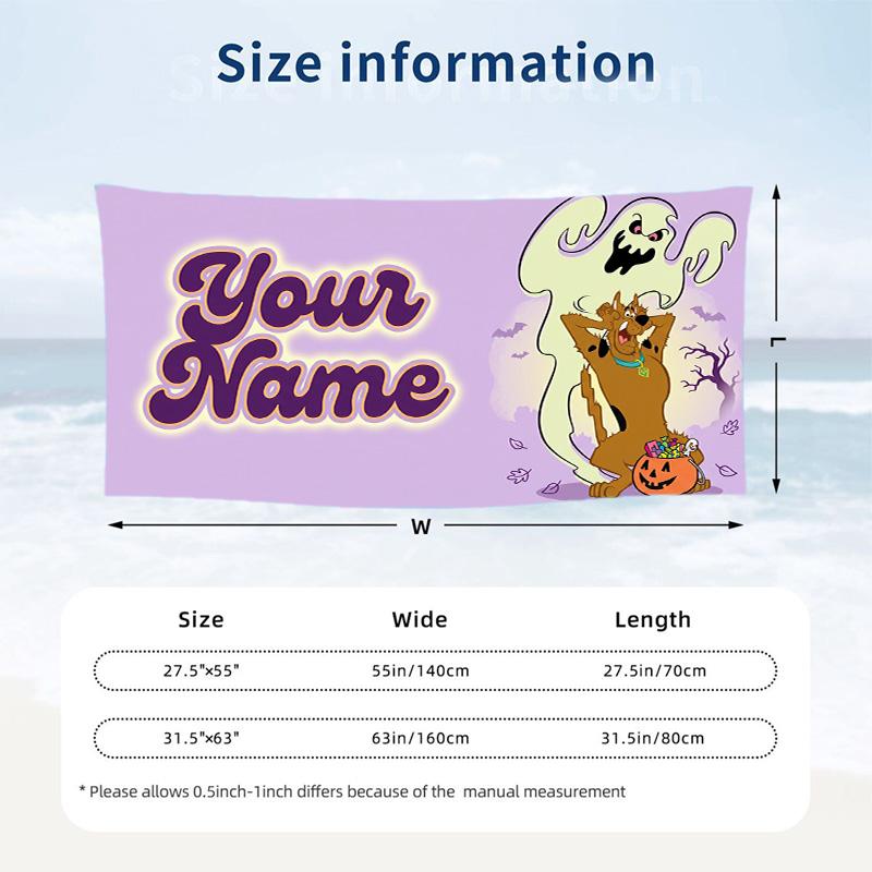 Custom Text Beach Towel, Soft Absorbent Swimming Multi-use TowelScooby-Doo