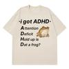 ADHD Лягушка Аутизм Смешной Мем Футболка Мужская Женская Модная Одежда Хлопок Короткий Рукав Харадзюку Футболки Повседневные Хип-хоп Футболки