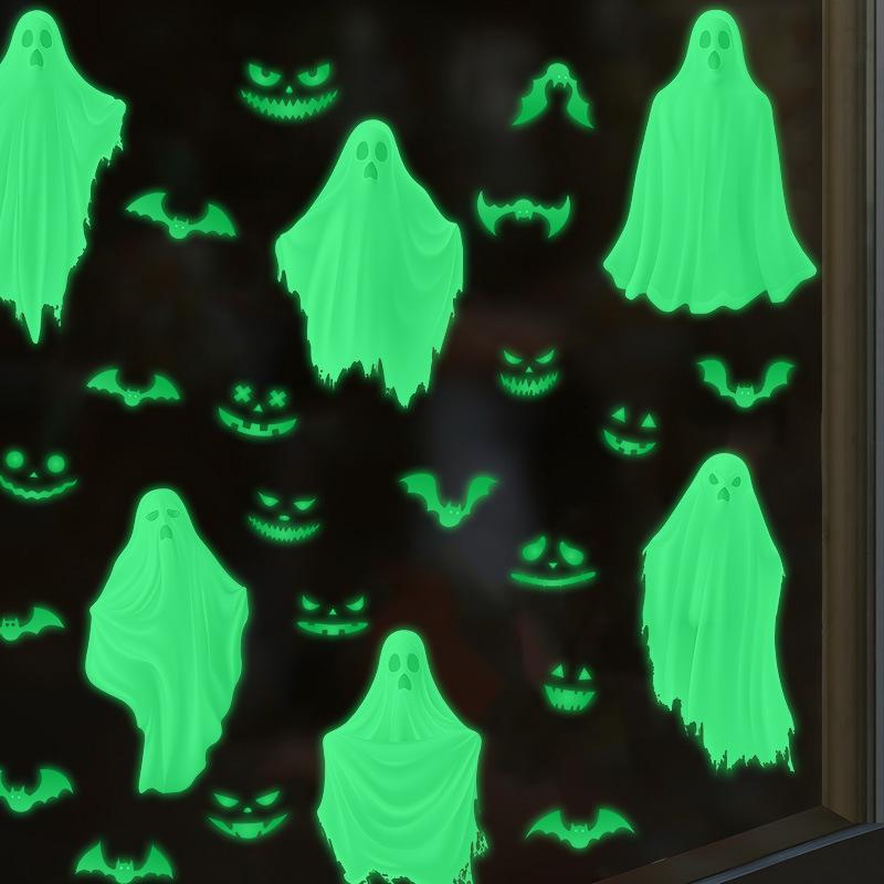 New Halloween sticker ghost luminous window sticker window decoration wall sticker pvc luminous wall sticker bat sticker