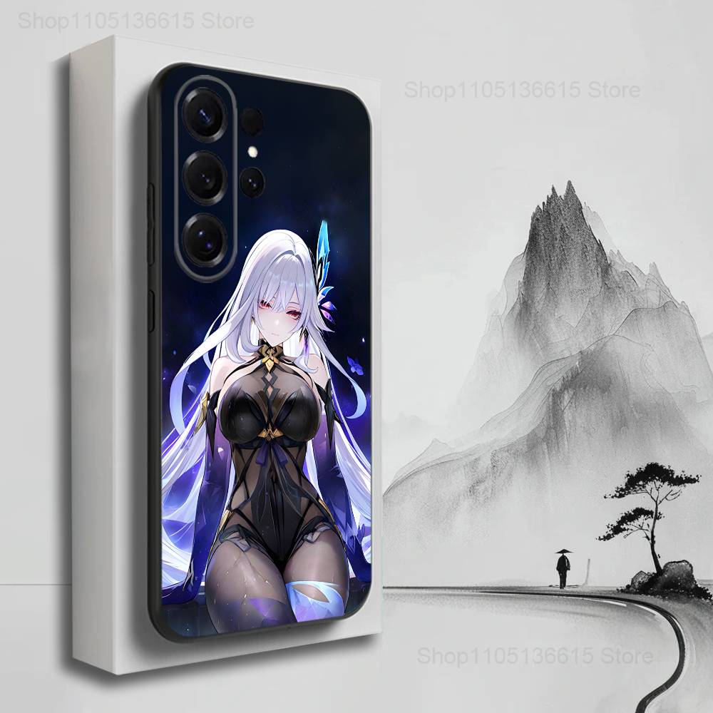 G-GENSHIN IMPACT S-Чехол Skirk Для Samsung S22,S21,S9,S25,S24,S23,Ultra,FE,S20,S10,Plus,Lite,Мягкий Силикон Черный