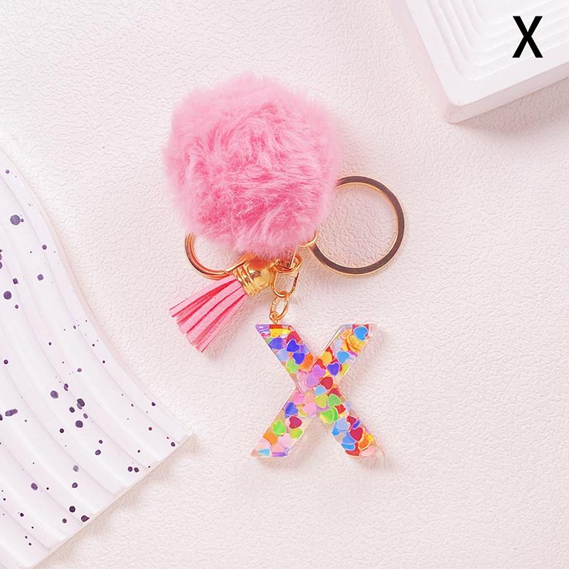 Очаровательный блестящий брелок с инициалами, сверкающий каучуковый кулон в виде алфавита с пушистой буквой, шарм для девочек, сумок, рюкзаков, аксессуаров