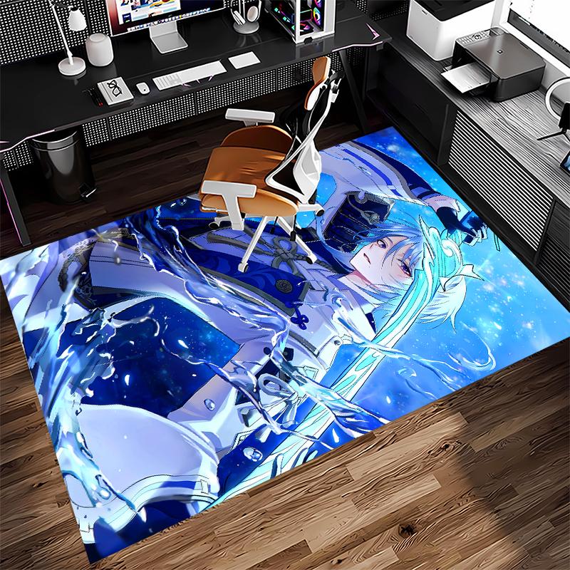 1pc Genshin Impact characters3 Print Area Rug - Soft, Washable Non-Slip Indoor Mat for Office Chairs, Living Room, Home Office Decorative Rug