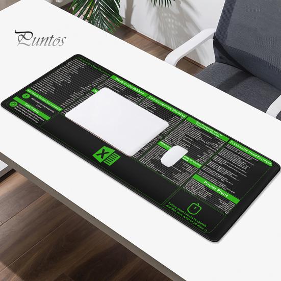 Коврик для мыши, большой шпаргалка Excel, настольный коврик, износостойкая гладкая поверхность, нескользящая основа, легко моется, настольный игровой коврик для мыши