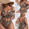 Plus Monokini Leopard Swimsuit One Piece Large Size Swimwear Women Beachwear Bathers Bathing Swimming Swim Suit