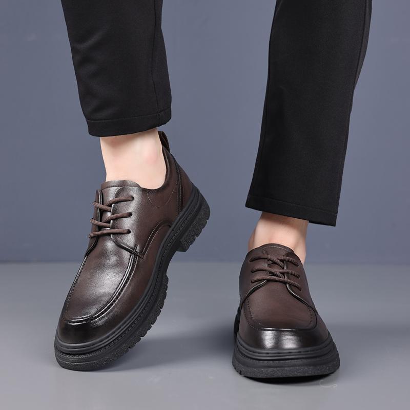 Кожаные туфли на платформе для мужчин со шнуровкой, черные уличные итальянские формальные ботинки, оригинальные дизайнерские повседневные деловые туфли для мужчин