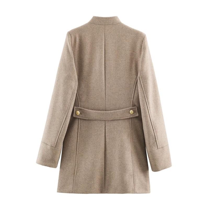 Womens Wool Blend Coat Fall Winter Tie Knot Belted Slim Fit Elegant Outerwear XS S M L