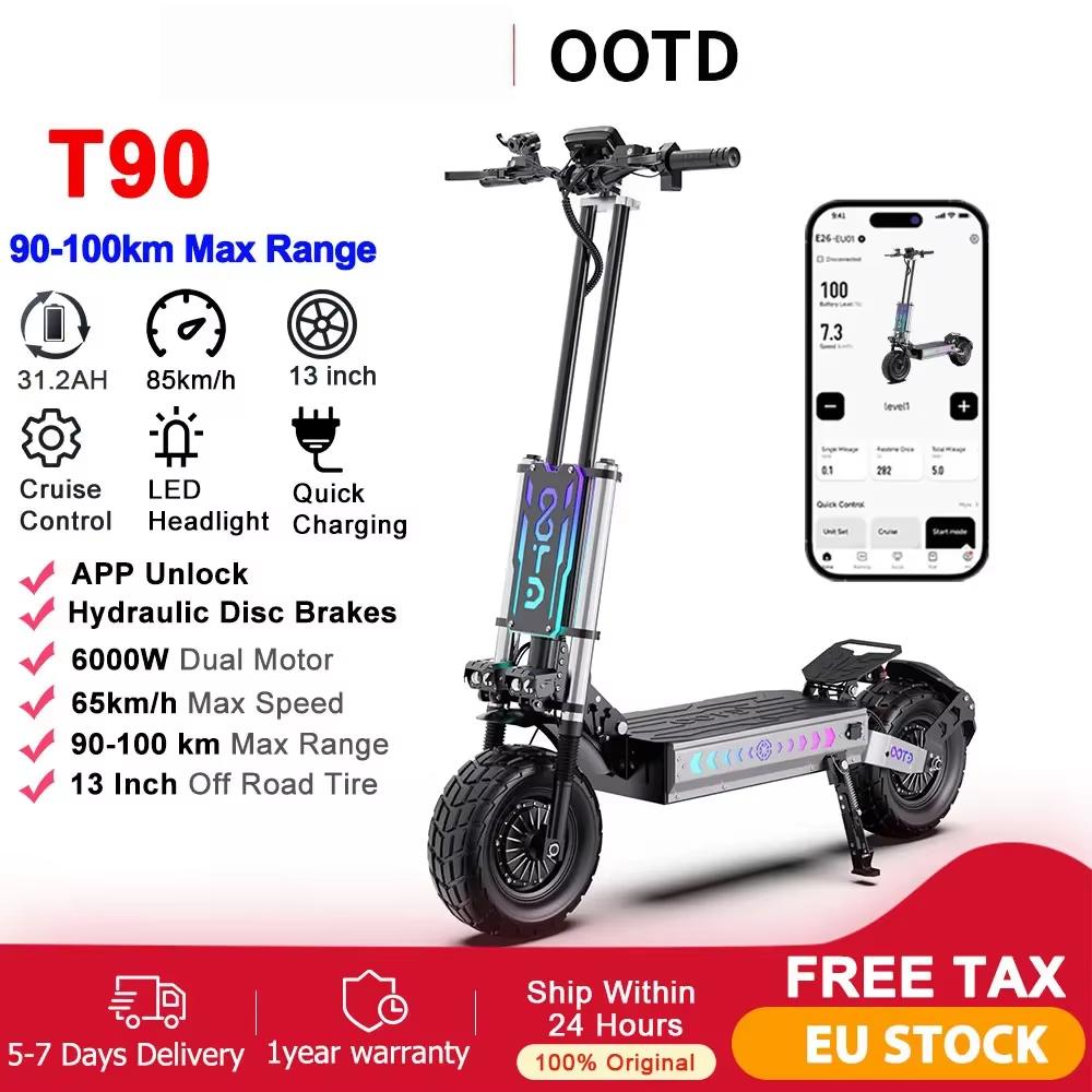 2025NEW OOTD T90 4200W Motors 85km/h Max Speed 13inch Road Off-road  Tires Adult Electric scooter 60V 31.2Ah Battery 100km