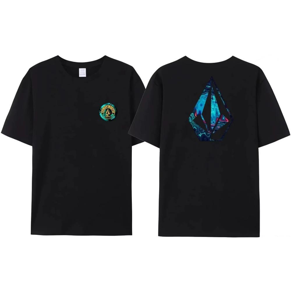 Volcom Obsidian Kid Boy Girls T-shirt Woman Man Clothes Short Sleeve Tops Summer Tees Fashion High Quality Big Size
