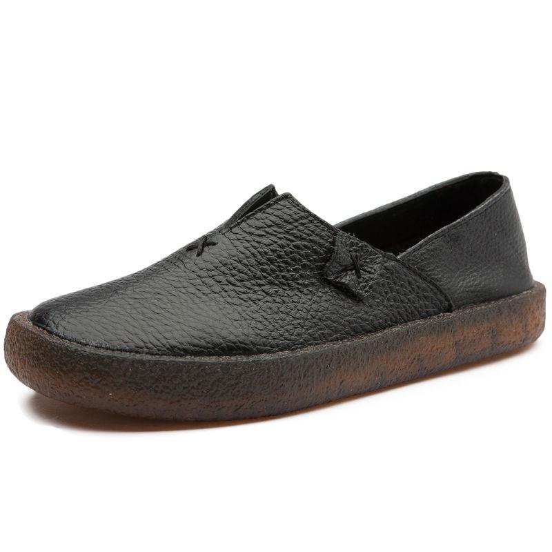 Модная дизайнерская женская черная обувь на плоской подошве слипоны женская повседневная из натуральной кожи плоская ручной работы женская обувь мягкая подошва лоферы