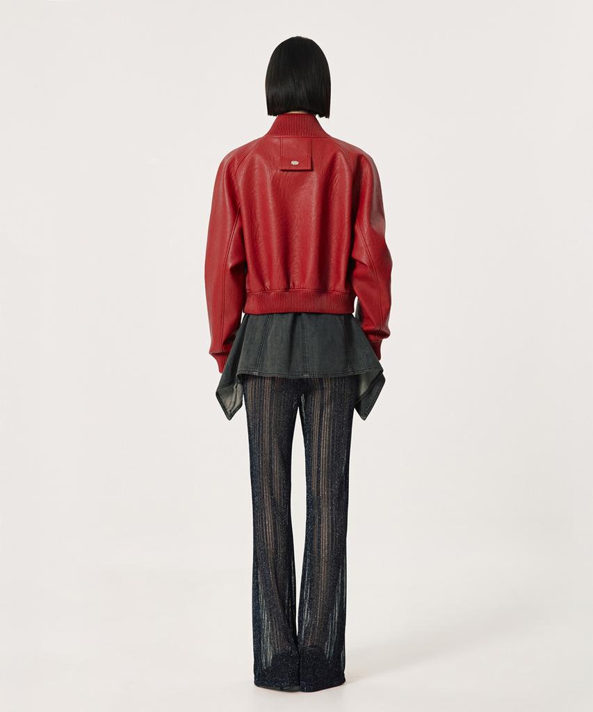 Mtw Love Club Faux Leather Red Jumper