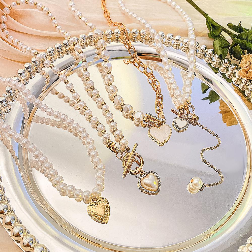 1 шт. Ожерелье с жемчугом в форме сердца, романтическое ожерелье с подвеской в виде тюльпана для женщин, темпераментная ключичная цепочка, модное украшение, модный подарок