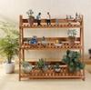 Extra Long Foldable Three-Tier Solid Wood Shelf for Plants, Books, Groceries, DVDs, & More