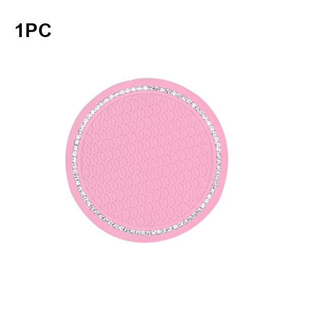 Car Non-slip Water Cup Pad Diamond Rhinestone Bling Decoration Auto Interior Cup Bottle Anti-skid Rubber Mat Car Accessories