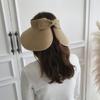 Bow Foldable Hat Sun Visor Big Brim Sun Cap Sun Hat Packable Straw Hat Empty Top Cap Weave Sun Cap