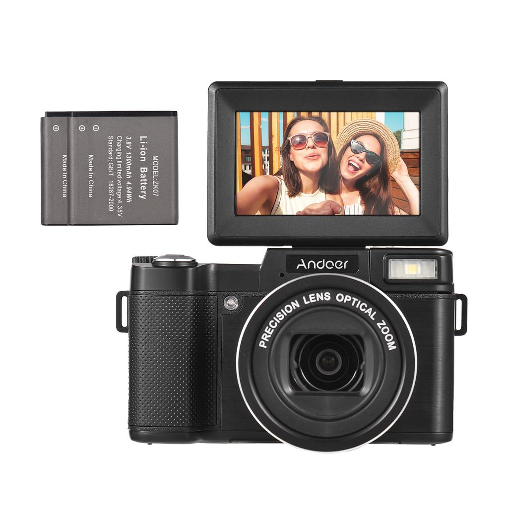 Andoer CD-R5 4K Цифровая камера Цифровая видеокамера Видеокамера 48MP 3,0-дюймовый IPS складной экран 5X
