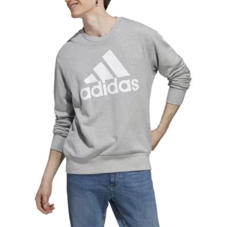 Adidas Sweatshirts Men's Gray Crew Neck Moderate Regular IC9326