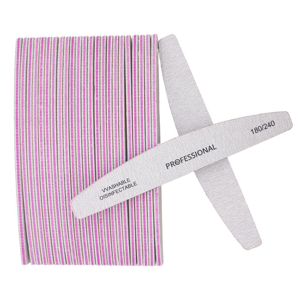 Высококачественная профессиональная пилка для ногтей полумесяц, фиолетовая основа, износостойкая с зубчиками