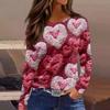 Women's Fashion Valentine's Day Printed Round Neck Casual  Long Sleeve Top