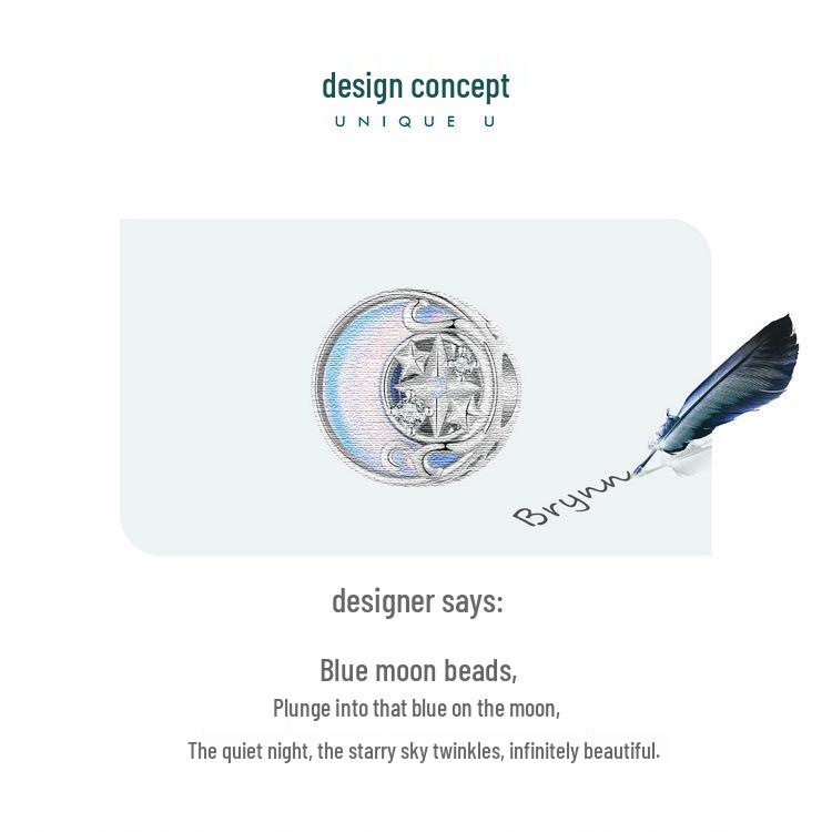 Серебряные бусины для браслета DIY Ziyun Moon Starburst - Стерлинговое серебро S925, Высокий класс, Легкая роскошь.