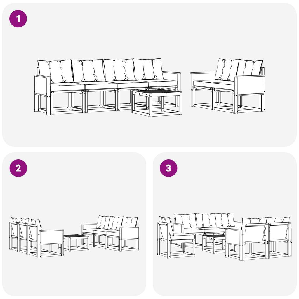Outdoor Sofa Set with Cushions 7 pcs Natural and Black