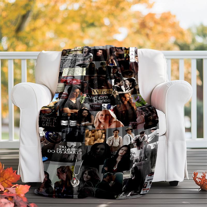 The Vampire Diaries printed blanket—lightweight,soft,warm;versatile blanket all seasons—perfect as &air-conditioning throw,nap blanket
