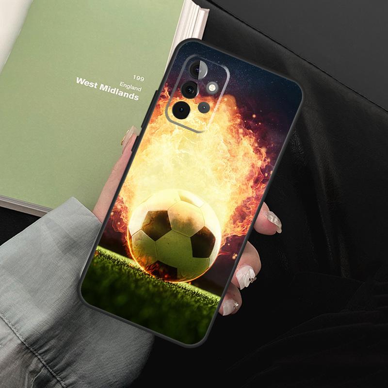Fire Football Soccer Ball For Samsung Galaxy A52 A32 A22 A54 A14 A16 A26 A36 A56 A55 A35 A05 A06 A15 A53 A33 A13 Case