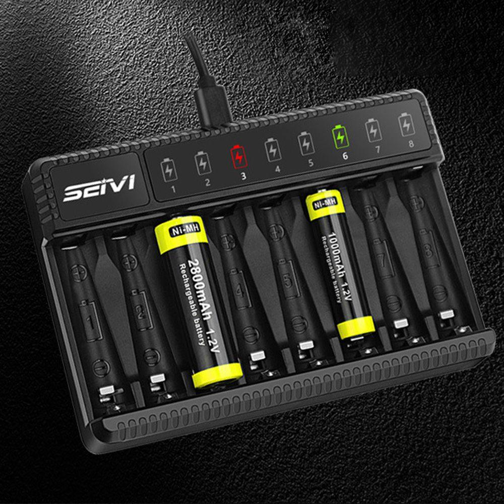 Durable Portable LED Indicator Intelligent Battery Charger 8 Slot Adapter Fast Charging Dock