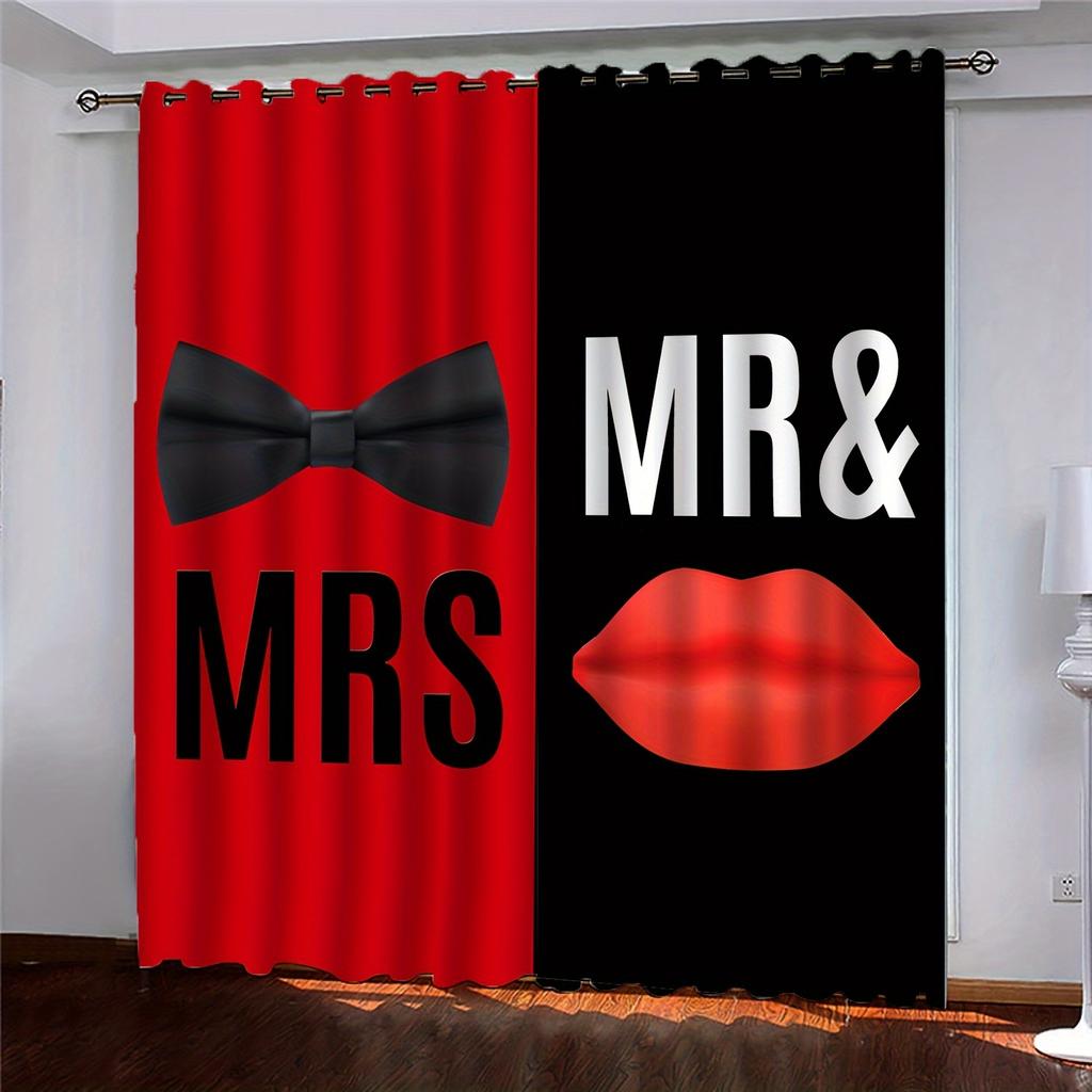 2-панельные черные и красные шторы Дамы Г-н. Шторы King Queen Шторы для спальни Гостиная Кухня Оконные жалюзи cortinas sa