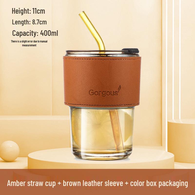 Bamboo Glass Cup: Versatile & High-Value Double-Walled Cup with Straw for Water, Coffee, & More - Premium Souvenir