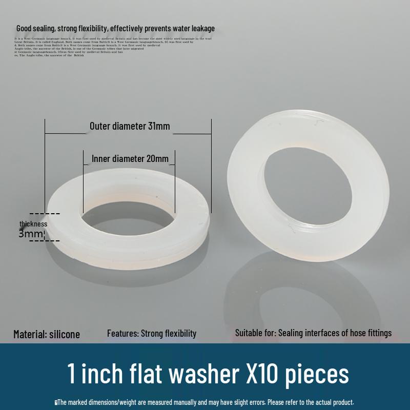 Silicone rubber gasket for 4-minute water heater: flat sealing ring, shower inlet pipe, 6-point, 1-inch water meter.