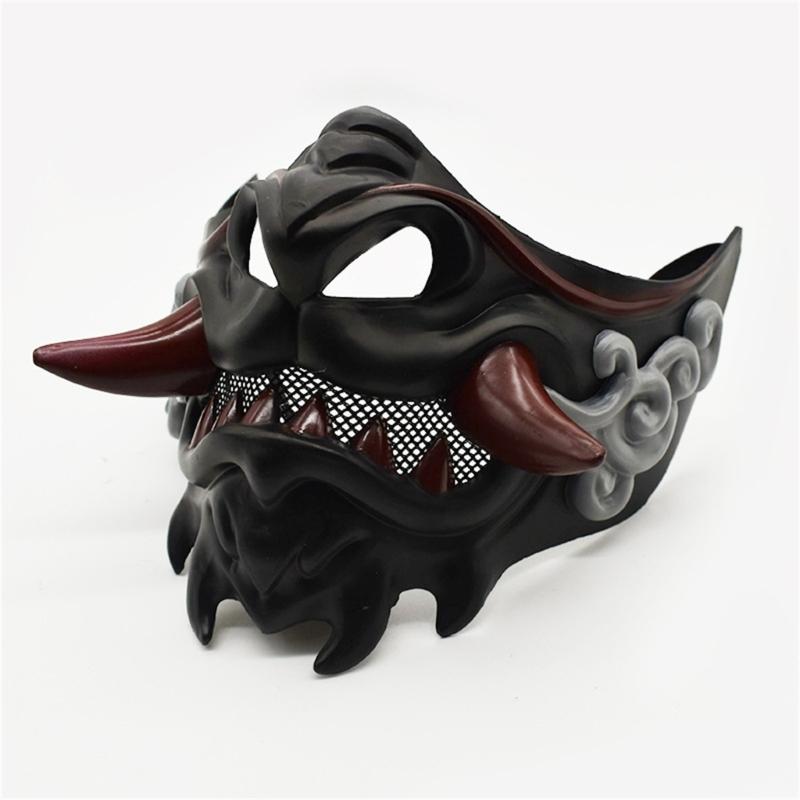 Half Face Mask Halloween Cosplay Mask Masquerade Mask Party Mask Japanese Mask Devil Samurais Mask for Carnivals