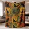 2026 Latest Flannel Blanket | Vintage Cat Pattern, Digital Print Polyester, Soft Comfort Warm Cozy All-Season Bed Sofa Office Travel Camping Blanket, 