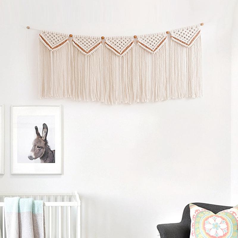 Хлопковый канатный гобелен, тканый в скандинавском стиле, в стиле бохо, для дома, жилого помещения, для хостела, настенное украшение, кисточка, баннер