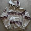 Womens Streetwear Hooded Long Sleeve Pullover Sweatshirt With Colorblock Pocket Plaid Print