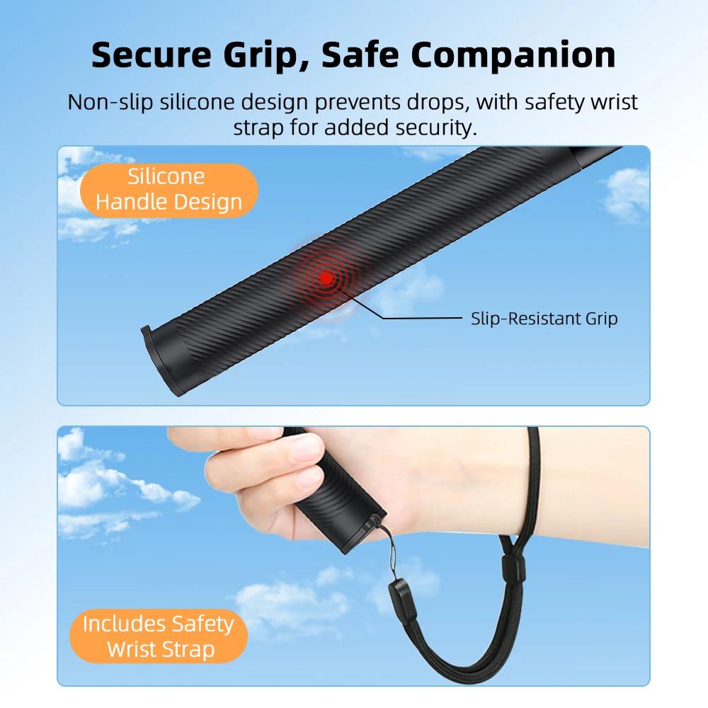 Flymile Невидимая палка для селфи, Удлиненная длинная штанга 1,3 м / 51,18 дюйма для аксессуаров для камеры Insta360 X5/X4, Регулируемая удлиненная штанга