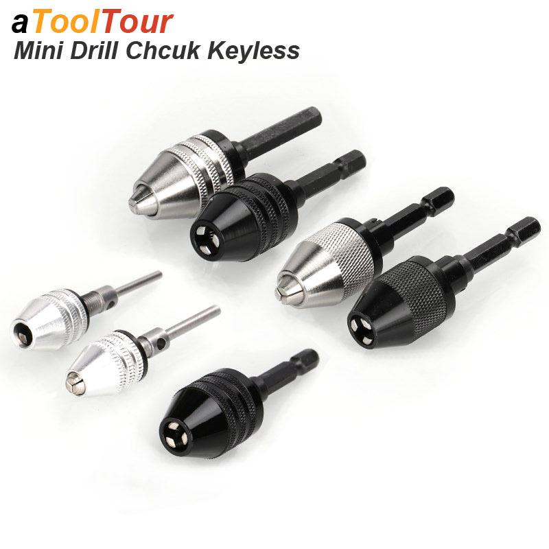 Mini Keyless Chuck Electric Drill Bits Collet Converter Extension Screwdriver Drill Adapter Fixture Tool 1/4" Hex Shank Change