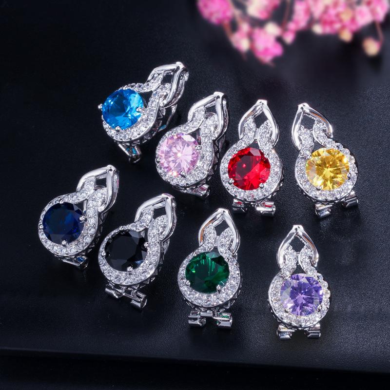 Jewelry Set, Bridal Jewelry Set, Simple Zircon Jewelry Necklace, Earrings, And Three Rings.