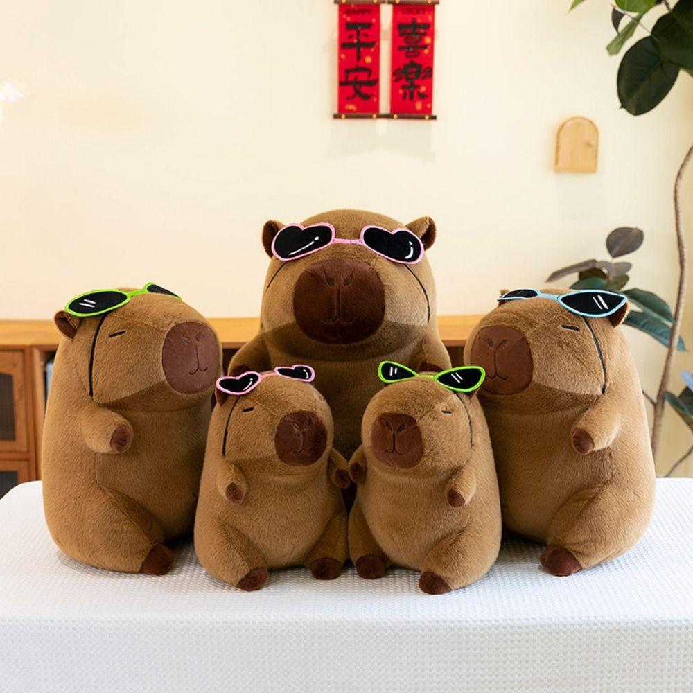 Wear Glasses Capybara Plush Toy Cartoon Capibara Fluffty Doll Cute Capybara Plush Doll  Home Decor