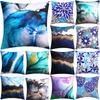 Blue Pattern Printed Pattern Cushion Cover for Home Living Room Sofa Car Office Decoration Waist Cushion Pillowcase 45x45cm